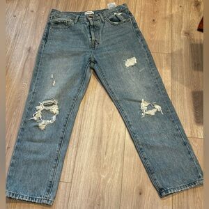 Mid-Rise Distressed Jeans
